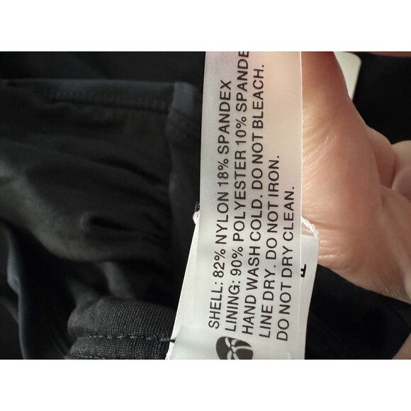 Women Black Bandeau One Piece Swimsuit Tummy Control Bathing Suit Halter size L - Picture 13 of 13